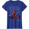 imageMarvel SpiderMan Homecoming Outlined Epic Jump Pose TShirtRoyal Blue