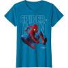 imageMarvel SpiderMan Homecoming Outlined Epic Jump Pose TShirtSapphire Blue