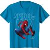 imageMarvel SpiderMan Homecoming Outlined Epic Jump Pose TShirtSapphire Blue