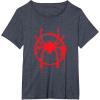 imageMarvel SpiderMan Into the SpiderVerse Red Icon TShirtHeather Blue