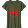 imageMarvel SpiderMan Into the SpiderVerse Red Icon TShirtOlive Green