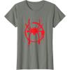 imageMarvel SpiderMan Into the SpiderVerse Red Icon TShirtOlive Heather