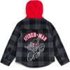 imageMarvel SpiderMan Plaid Flannel Hooded Shacket with Fleece Lining Toddler to Big Kid Sizes 3T  1416Gray  Red  Spiderman