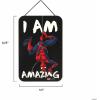 imageMarvel SpiderMan Upside Down Hanging Wood Wall Decor  I Am Amazing  Fun SpiderMan Sign for Movie Room or Kids BedroomBlue