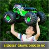 imageMonster Jam Marvel Mega SpiderMan RC Monster Truck AllTerrain Over 2 Feet Long 16 Scale Super Hero Kids Toys for Boys and Girls Ages 4 and UpMega Grave Digger V2