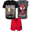 imageMarvel Avengers SpiderMan 3 Piece Outfit Set TShirt Tank Top ShortsBlack Red Grey
