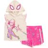 imageMarvel SpiderMan Girls Cosplay Tank Top and French Terry Dolphin Shorts Outfit Set Toddler to Big Kid Sizes 2T  1416Pink