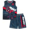 imageMarvel SpiderMan Miles Morales Hulk Mesh Jersey Tank Top Shirt and Basketball Shorts Toddler to Big Kid Sizes 2T  1820Black