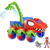imageSpidey and his Amazing Friends Marvel DinoWebs Crawler Toy Car Playset SpiderMan ampamp Goblin Raptor 4Inch Action Figures Kids Ages 3 ampamp Up