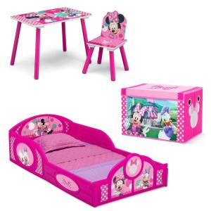 imageDelta Children  Marvel Spidey and His Amazing Friends 4Piece Toddler RoominaBox Set  Includes Sleep and Play Toddler Bed Table 1 Chair and Fabric Toy Box BlueRedMinnie Mouse
