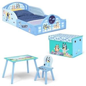 imageDelta Children  Marvel Spidey and His Amazing Friends 4Piece Toddler RoominaBox Set  Includes Sleep and Play Toddler Bed Table 1 Chair and Fabric Toy Box BlueRedBluey
