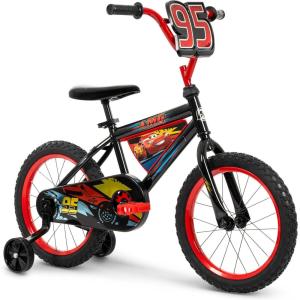 imageHuffy Disney and Marvel 1216 Inch Boys Bike for Kids Multiple Color Options and Designs Available Ideal for Ages 3 Years Old Removable Training Wheels Adjustable Seat Simple Coaster Brake16 Lightning Mcqueen  Black