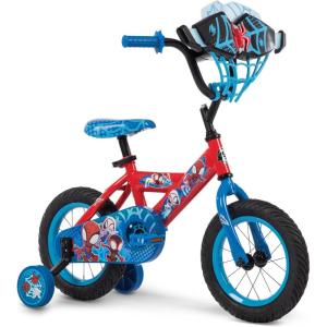 imageHuffy Disney and Marvel 1216 Inch Boys Bike for Kids Multiple Color Options and Designs Available Ideal for Ages 3 Years Old Removable Training Wheels Adjustable Seat Simple Coaster Brake12 Spidey and His Amazing Friends  Red