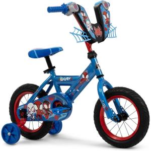 imageHuffy Disney and Marvel 1216 Inch Boys Bike for Kids Multiple Color Options and Designs Available Ideal for Ages 3 Years Old Removable Training Wheels Adjustable Seat Simple Coaster Brake12 Spidey and His Amazing Friends  Blue