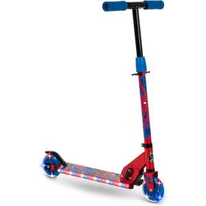 imageHuffy Disney and Marvel Light Up Kids Inline Scooters Multiple Color Options LED Lights Ages 5 Years Old Adjustable Handlebar Durable Steel Frame Foldable GirlsBoys 2WheelsRed SpiderMan