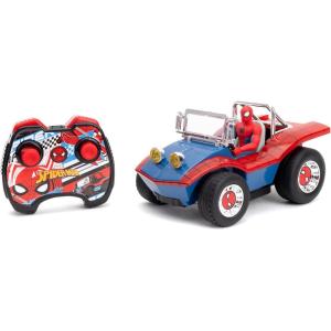imageJada SpiderMan Buggy RC with NonRemovable SpiderMan Figure  7quot Turbo Button FullFunction Remote Control Ages 6 RedBlue