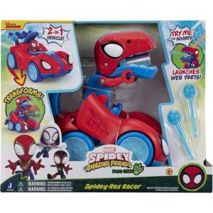 imageMARVEL Spidey and His Amazing Friends SpideyRex Racer  8Inch Vehicle with Sounds that Transforms from Vehicle Into Dinosaur