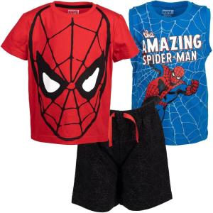 imageMarvel Avengers SpiderMan 3 Piece Outfit Set TShirt Tank Top ShortsRedBlackBlue