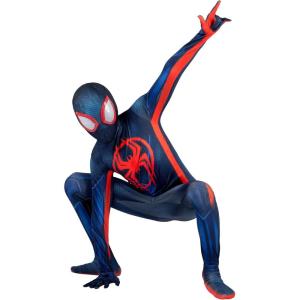imageMarvel Miles Morales SpiderMan Official Youth Deluxe Zentai Costume  Stretch Spandex with Hidden Zippers and Wrist SlitsXs 4