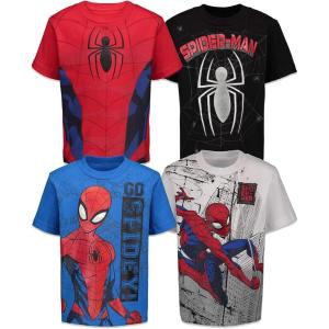 imageMarvel SpiderMan 4 Pack Pullover TShirts Toddler to Big KidSpiderman