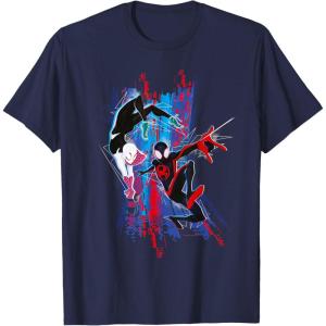 imageMarvel SpiderMan Across the SpiderVerse Miles and Gwen TShirtNavy Blue