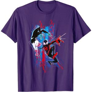 imageMarvel SpiderMan Across the SpiderVerse Miles and Gwen TShirtPurple