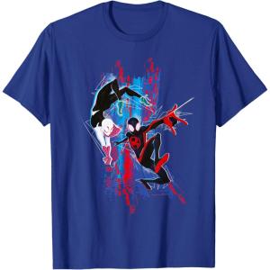 imageMarvel SpiderMan Across the SpiderVerse Miles and Gwen TShirtRoyal Blue