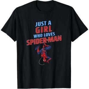 imageMarvel SpiderMan Classic Just A Girl Who Loves SpiderMan TShirtBlack