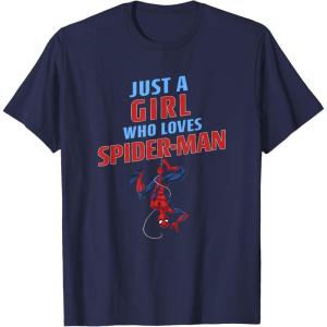 imageMarvel SpiderMan Classic Just A Girl Who Loves SpiderMan TShirtNavy Blue