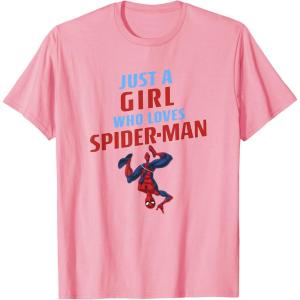 imageMarvel SpiderMan Classic Just A Girl Who Loves SpiderMan TShirtPink