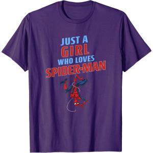 imageMarvel SpiderMan Classic Just A Girl Who Loves SpiderMan TShirtPurple