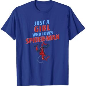 imageMarvel SpiderMan Classic Just A Girl Who Loves SpiderMan TShirtRoyal Blue