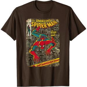 imageMarvel SpiderMan Comic Book Anniversary Short Sleeve TShirtBrown