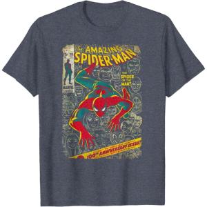 imageMarvel SpiderMan Comic Book Anniversary Short Sleeve TShirtHeather Blue