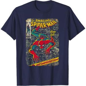 imageMarvel SpiderMan Comic Book Anniversary Short Sleeve TShirtNavy Blue