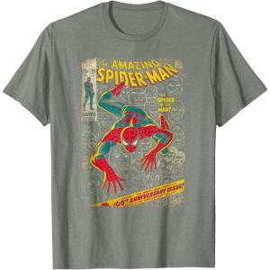 imageMarvel SpiderMan Comic Book Anniversary Short Sleeve TShirtOlive Heather
