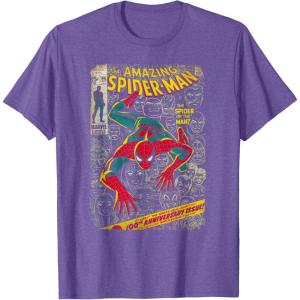 imageMarvel SpiderMan Comic Book Anniversary Short Sleeve TShirtPurple Heather