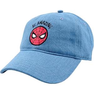 imageMarvel SpiderMan Cotton Adjustable Dad Hat Baseball Cap with Curved BrimDenim