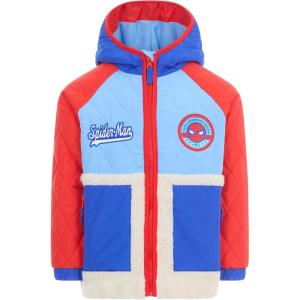 imageMarvel SpiderMan Faux Shearling Zip Up Jacket Colorblock Toddler to Big Kid Sizes 3T  1012Red  Blue  Spiderman