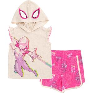 imageMarvel SpiderMan Girls Cosplay Tank Top and French Terry Dolphin Shorts Outfit Set Toddler to Big Kid Sizes 2T  1416Ghostspider