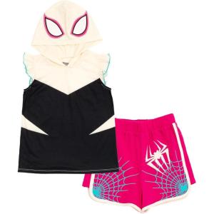 imageMarvel SpiderMan Girls Cosplay Tank Top and French Terry Dolphin Shorts Outfit Set Toddler to Big Kid Sizes 2T  1416Ghostspider Cosplay