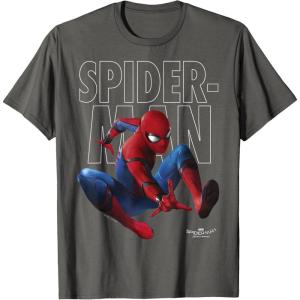 imageMarvel SpiderMan Homecoming Outlined Epic Jump Pose TShirtAsphalt Grey