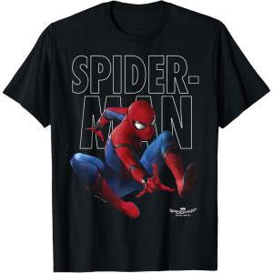 imageMarvel SpiderMan Homecoming Outlined Epic Jump Pose TShirtBlack