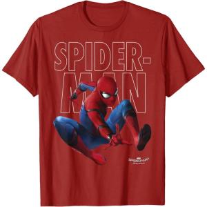 imageMarvel SpiderMan Homecoming Outlined Epic Jump Pose TShirtCranberry Red