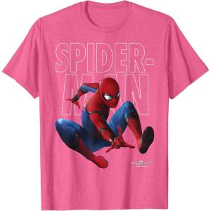 imageMarvel SpiderMan Homecoming Outlined Epic Jump Pose TShirtPink Heather
