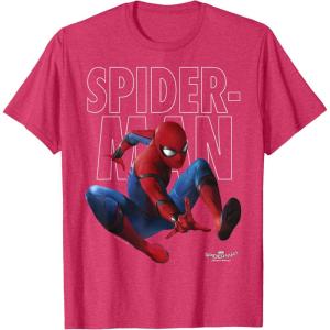 imageMarvel SpiderMan Homecoming Outlined Epic Jump Pose TShirtRed Heather