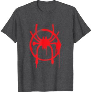 imageMarvel SpiderMan Into the SpiderVerse Red Icon TShirtDark Heather Grey