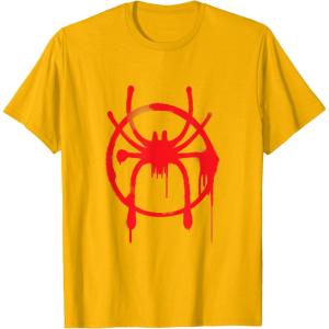 imageMarvel SpiderMan Into the SpiderVerse Red Icon TShirtGolden Yellow