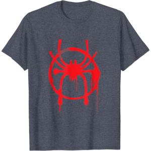 imageMarvel SpiderMan Into the SpiderVerse Red Icon TShirtHeather Blue