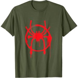 imageMarvel SpiderMan Into the SpiderVerse Red Icon TShirtOlive Green